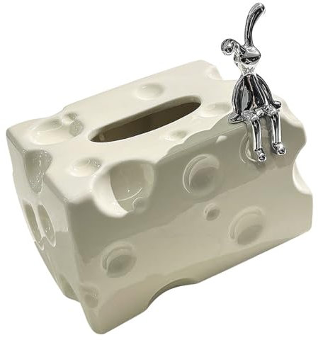 BROLEO BROLEO054mp6cbx8-11 Taschentuchbox-Abdeckung, tragbare Serviettenbox-Halter, Keramik, rechteckig, stilvoll für Couchtisch für Esszimmer (milchig-weiß)