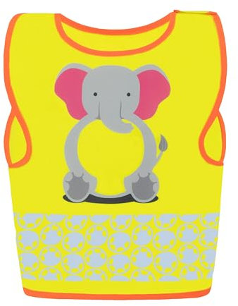 Korntex Kinder Warnweste Funtastic Wildlife - CO2 Neutral - Signal-Gelb Elefant - XS