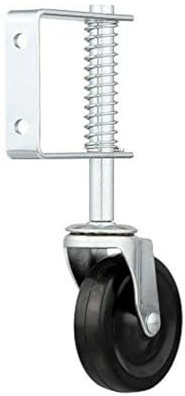 Gatuida 4 Inch Heavy Duty Shock Absorber Door Wheel Caster with Adjustable Spring Bracket Rubber Mute Casters for Gates on Uneven Surfaces