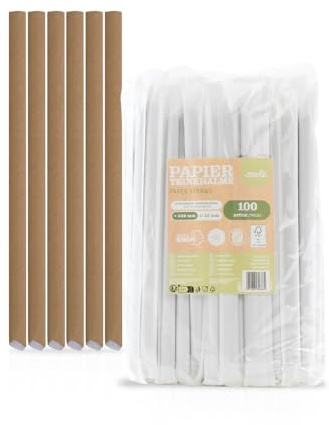 MANK Bubble Tea Trinkhalm in Naturbraun aus Papier FSC®, Ø 12 mm / 23 cm, 100 Stück einzeln verpackt