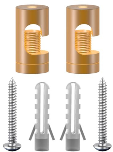 OASHISU 2 Stück Aluminiumlegierung Aufputz-Kabelhalter für Lampe, Gold | Zweiteilige Wand- und Deckenpins für Textilkabel Deckenbefestigung Affenschaukel DIY mit Schrauben und Dübeln