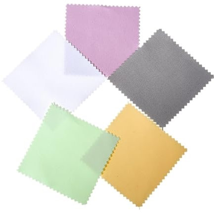 Silberputztuch für schmuck Poliertuch for Silber und Gold, Reinigungstuch for Metallschmuck, glänzendes Werkzeug, Brillen, Ringe, Armbänder, Reinigung, Polieren, weiche Kleidung(Color:5pcs 8x8cm)