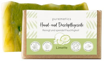 puremetics Hand- und Duschpflegeseife 'Limette' | Bio Seife | Biologische Duschseife für Körper und Handseife