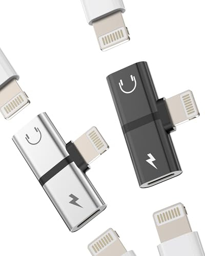 Lightning Doppelstecker auf Kopfhörer Adapter(2 Stück)mit Laden Klinke 2 in 1 Splitter Auto AUX Audio Headphone Charge Handy Ladekabel Verteiler für iPad Konverter für Apple iPhone 14 13 12 11 Pro Max