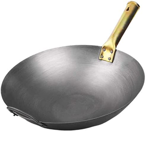TIECHUINIUB Tradizionale cinese fatto a mano in ferro wok per la casa pentola da cucina in ferro non rivestito fornello a gas e induzione pentole generali diametro pentole: 32 cm