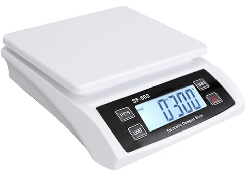 Küchenwaage, 30kg /0.1g Digitalwaage mit LCD Display, Digitale Waage mit Zähl Tara Funktion, Hochpräzise Feinwaage, Batterien Lebensmittelwaage Obstwaage mit 4 Maßeinheit zum Kochen Backe (Weiß)