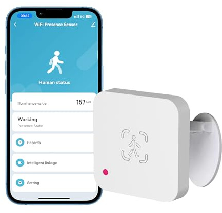 Sensor de Presencia Humana: Sensor de Movimiento Inteligente de 5,8 GHz mmWave Radar con luminancia, posicionamiento Zonal, sensibilidad Ajustable, Detector de Movimiento para Presencia Humana (WiFi,