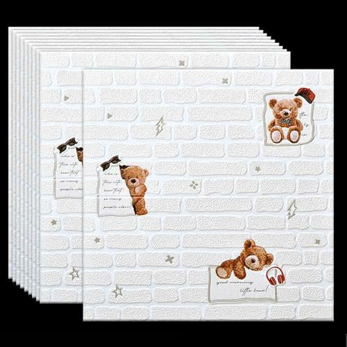MZQMK 3D Wandpaneele Tapete Schaumstoff Wasserfest Wandaufkleber, 10 Stks Retro Fliesenaufkleber Für Küche Wohnzimmer Badezimmer Wohnkultur(A)