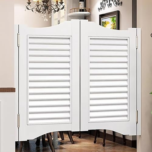 Puertas batientes de madera con cierre automático para entrada de cocina interior, color blanco, 80 cm