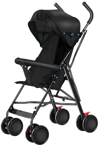 Barnvagnar, sittvagnar, sportvagnar, 3-delat parasoll, 4-hjuliga barnvagnar, myggnät med bomull) (c, svart) (svart)