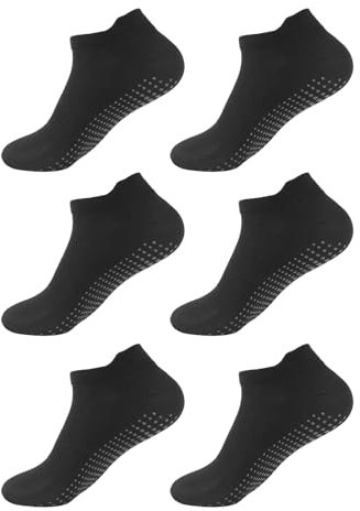 Halkfria yogastrumpor för kvinnor och män, 3 par, perfekt för pilates, stav, dans, fitness, kampsport - hygieniskt skydd, ventilerande, storlek EU 37–42, svart, Medium