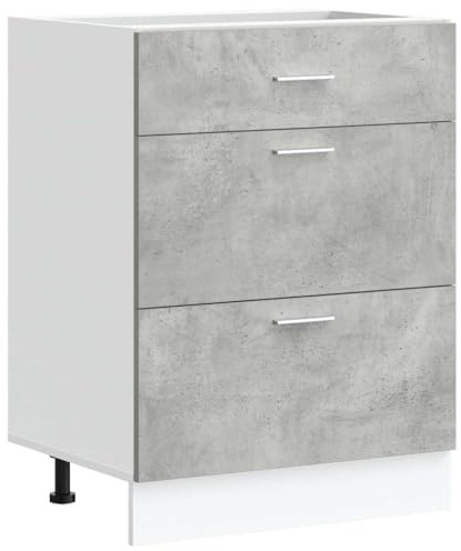 vidaXL Küchenunterschrank Lyon Betongrau Holzwerkstoff, Spülenunterschrank, Schrank Küche, Lagerschrank, Unterschrank für Küche, Küchenzeile