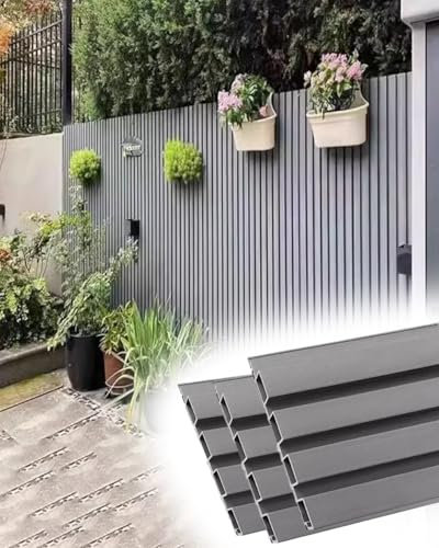 Silver Grey Fence Panels Post Outdoor 6ft, Semi-Open Heavy Duty Yard Deck Railing Privacy Partition Decor, Low Maintenance Waterproof Wall Panels(86.4cmx183cm/2.8ftx6ft)