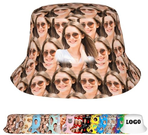 LucBuy Personalisierter Bucket Lustige Cap mit individuellem Foto, Stilvoll Fischerhut als Kopfschmuck Einzigartiges Geschenk für Geburtstage, Feiertage und Besondere Anlässe