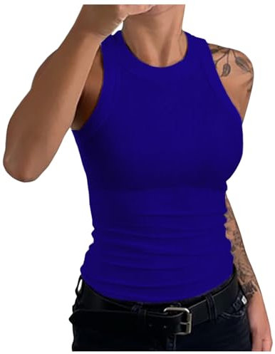 DéBardeur Femme Col Rond, sans Manches Tank Top Moulants Bretelles Larges Couleur Unie Debardeur Grande Taille Chic Et éLéGant Basique Caraco Tendance Pas Cher Classics pour Yoga Sports De Plein Air
