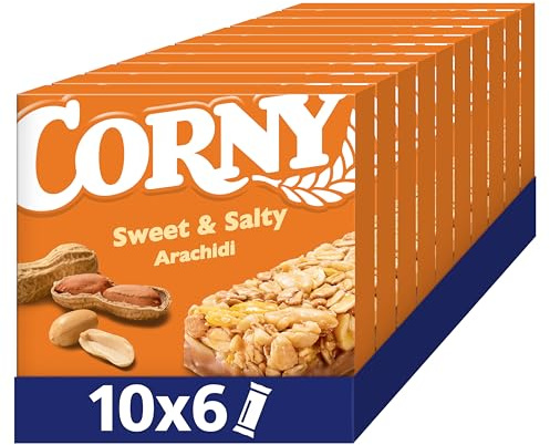 Corny Barritas Cacahuetes Sweet and Salty, sin Conservantes, 6x25 g | Equilibrio Dulce y Salado, Fuente de Energía, Textura Crujiente, Snack para Media Mañana o Deporte