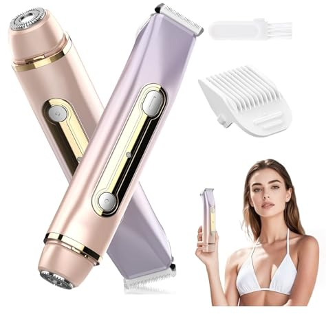 Elektrischer Intimrasierer für Frauen, 2-in-1 Bikini-Trimmer für weibliche Schamhaar und Körper-Rasierer, wiederaufladbare wasserdichte Elektrozor für nassen trocken