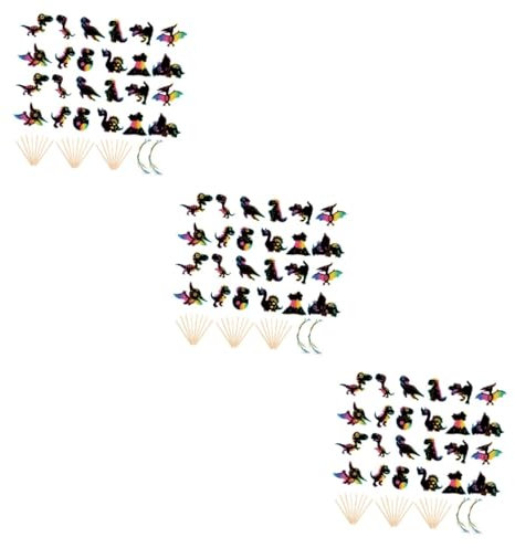 Toyvian 6 Sätze Dinosaurier Kratzbemalungsset scratch paper Kratzpapier Kratzbilder für Handzeichnung Partydekorationen von Inc Scratch Party Gefälligkeiten Holzstock