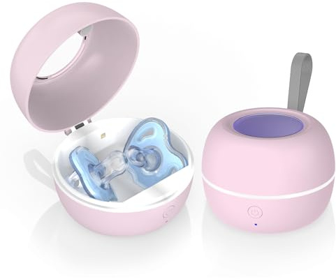 MOMMED Aufgerüsteter UV-Schnuller-Sterilisator, Tragbarer Schnuller-Sterilisator, 99,99% Sterilisation in 3 Minuten, 270 Minuten Akkulaufzeit, USB Aufladbar, Baby-Schnuller-Sterilisator für unterwegs