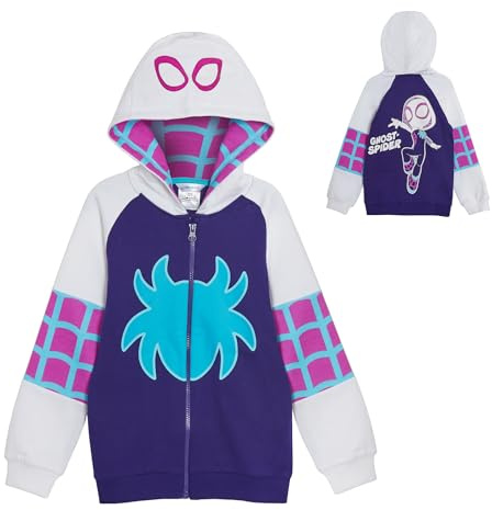 Chaquetas sudaderas con capucha y cremallera de disfraces para niños de Spidey and His Amazing Friends - Miles Morales, Ghost Spider o Spidey, 3-4 años