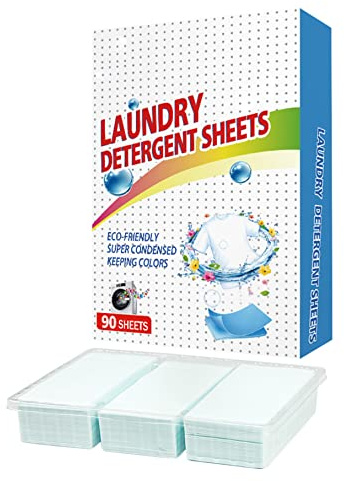 Lavado de detergente Detergente Extracción de manchas profundas Rellena jabón para lavar la ropa para viajes en el hogar 90pcs, tiras
