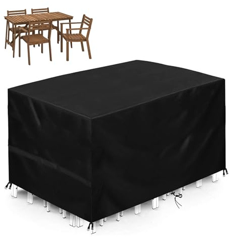 Överdrag för trädgårdsmöbler, vattentätt, 150 x 90 x 80 cm, utomhus, vintersäkert täckskydd, 420D oxford anti-UV bord, presenning, skyddsfodral för trädgårdsbord, utemöbler, stolar, soffor