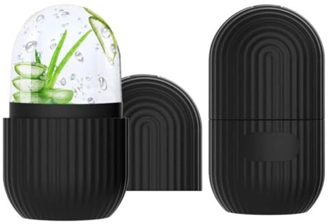 Rullo Ghiaccio Viso in Silicone Riutilizzabile – Ice Roller per Ridurre Pori e Occhiaie, Tonificare e Rinfrescare la Pelle – Idea Regalo - Skincare Naturale (Nero)