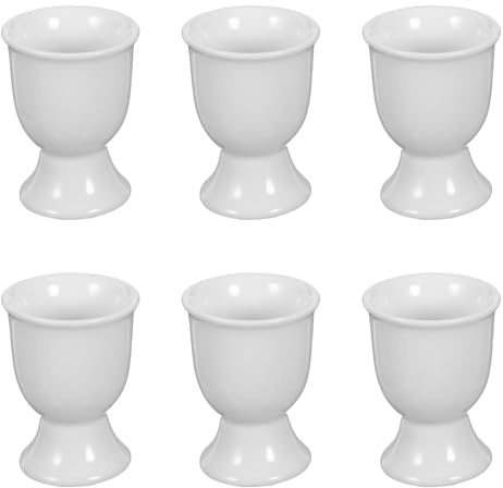 Cabilock 6 portauova in Ceramica Bianca: per Uova sode, portaoggetti per la Colazione, per Cucina, Sala da Pranzo e Feste, da Usare sul Tavolo da Pranzo.