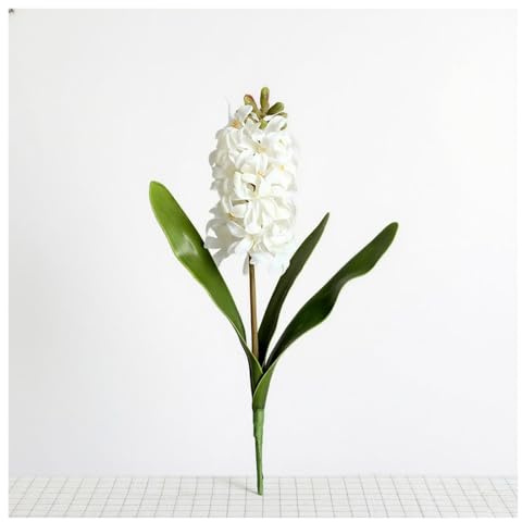 Generico Bouquet Di Giacinti Con 3 Fiori Artificiali Realistici For La Casa E L'ufficio, Fiori Di Seta PE Realistici, Composizioni Floreali For Interni Che Non Richiedono Manutenzione(White)