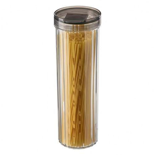 Punorric Pasta Storage Containers, 1.8L Clear Tall Spaghetti Storage Jar with Lid, Airtight Round Pasta Containers for Kitchen, Multi-Purpose Leakproof Spaghetti Jar for Noodles, Cereal, Flour
