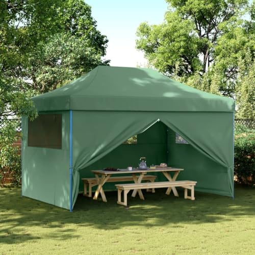 Tente de Réception Pliable, 4 Panneaux Latéraux, Toit Oxford Imperméable, Structure Acier, Chapiteau de Jardin Exterieur, pour Fêtes, Mariages, Événements, Vert, 440 x 292 x 315 cm