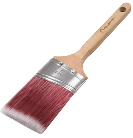 ROLLINGDOG 3 Angled Cutting In Paint Brush with Oval Ferrule | Synthetic tapered filaments, Stainless steel oval ferrule, Wood handle, For window frames, skirting boards, trim and cabinets