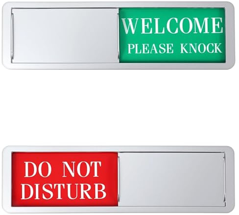 Red Green Silver Magnetic Do Not Disturb Sign for Office Door, Privacy Slider Door Hanger with Non-Scratch Surface, Welcome Please Knock Sign for Bedroom, Restroom, Hotel, Conference Room