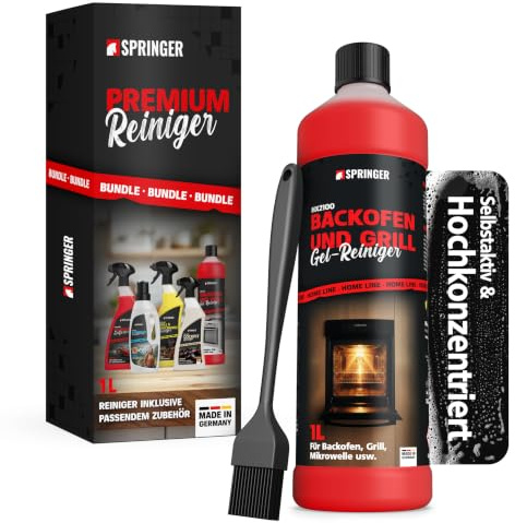 SPRINGER HX2100 Grill- & Backofenreiniger Gel 1 L + Pinsel | Made in Germany | selbstwirkende Gel-Paste für Ofen, Herd & Grill | gegen starken Schmutz, Fett & Eingebranntes