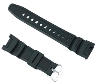 Klocktillbehör hartsrem herrnålsspänne passform for Casio SGW-100 utomhussport vattentät gummirem dam klockband(Black silver buckle)