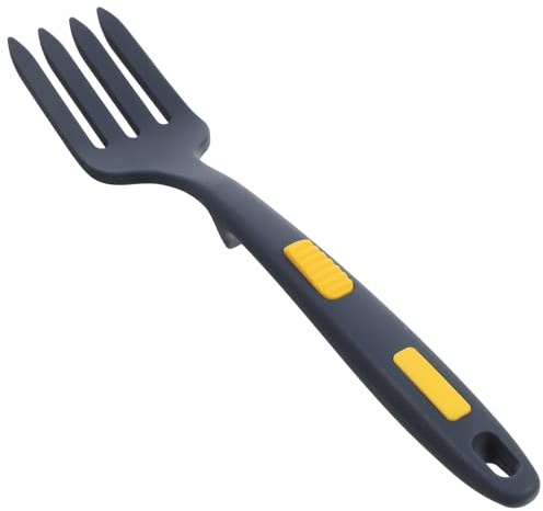 VICASKY Fourchette Cuisine Grosse en Silicone Bleu Foncé, Résistante à L'usure, Fourchette à Pâtes et Spaghetti Pratique Maison, Ustensile Serveur pour Salade et Nouilles