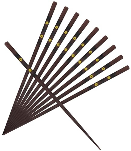 AUTSUPPL Palillos Chinos de Madera Natural Antideslizantes para Adultos, Juego de 5 Pares Reutilizables Aptos para Lavavajillas Caja de Almacenamiento Estilo Japonés, Ideales para Bodas