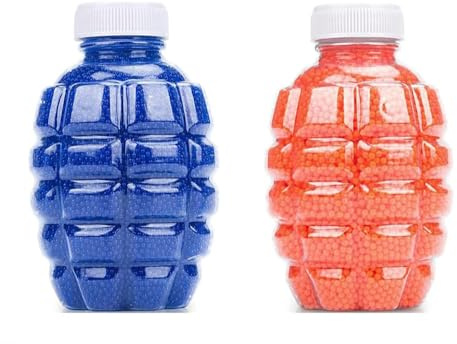 Perlas de Agua, Decorativas, no tóxicas y biodegradables, Perlas de Gel para Flores y Plantas，Se Pueden reponer Las Balas de Gel para Pistolas de Juguete. 7-8mm，2 Botellas，Azul y Naranja