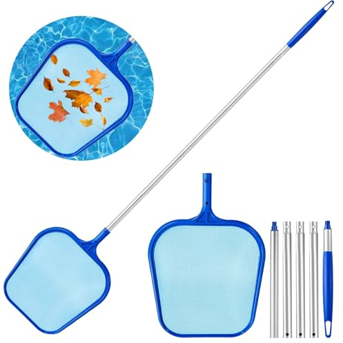 Huanmin Pool Kescher 160cm Lang Teichkescher mit Teleskopstange, Bodenkescher Laubkescher Kescher Pool Feinmaschig, Kescher Feinmaschig für Teich, Algen & Bestway Pool,Spa, Teiche, Whirlpools