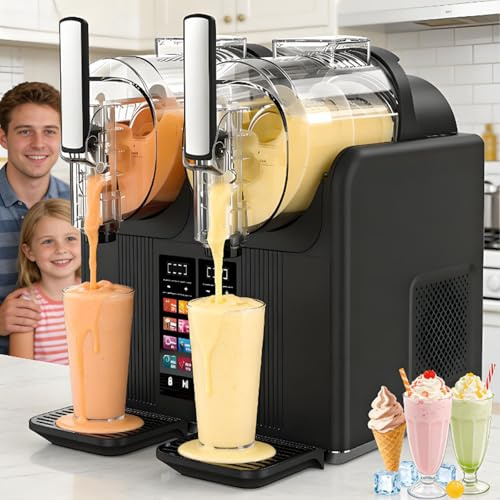 smafoseedding Máquina Comercial para Hacer Granizados, Máquina De Granizados De Doble Barril, Máquina De Helado Suave De 430 W, 7 Programas Preestablecidos De Un Solo Toque, Limpieza Automática Black