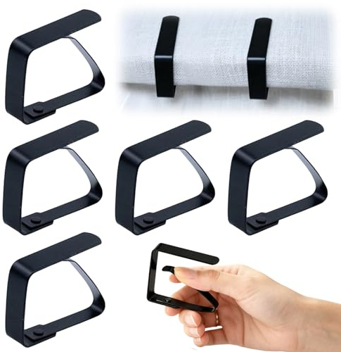 HuiLanYouSheng 6 große Tischdeckenklammern 8 x 7 cm für Dicke Tische | Fixieren Tischtücher bei Picknick, Party und Hochzeit; schwarze Klammern für Esstisch und Outdoor-Veranstaltungen.