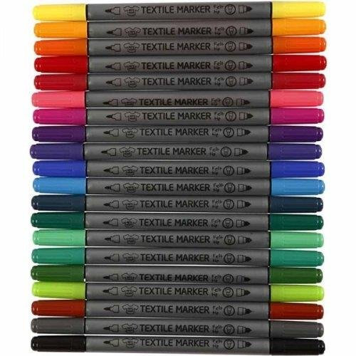 Creavvee 20 Stück. Textilmarker, T-Shirt-Marker. Zwei Enden.