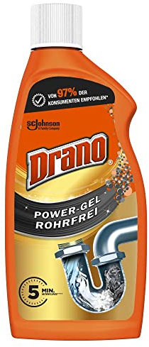 Drano (Mr Muscle) Extra Stark, Power Gel Rohrfrei Abflussreiniger, Rohrreiniger, für Küche und Bad, entfernt Verstopfungen, 1er Pack (1 x 500 ml)