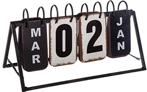 Atmosphera - Calendrier Vintage - métal - noir et blanc - 27x15 cm