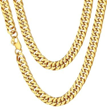 ChainsHouse Panzerkette Herren Damen Halskette Edelstahl Kubanische Kette | 3/5/7/10/13mm，Silber / Gold / Schwarz，Geschenk für Herren