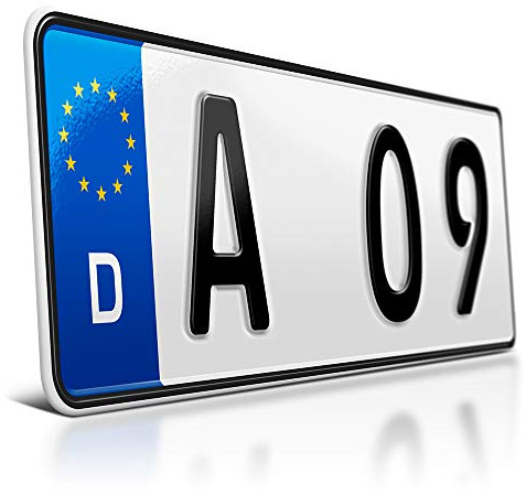1 Kfz Kennzeichen | 330 x 110 mm | Kurzes Autokennzeichen | Nummernschild | DIN-zertifiziert – Wunschkennzeichen mit individueller Prägung | Sportliches Auto-Schild | Kurze Länge – 33 cm