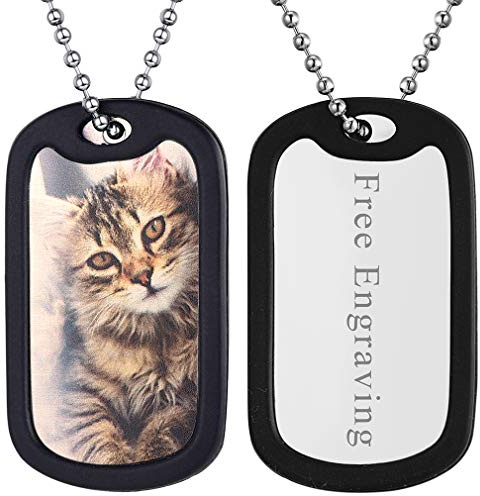 FaithHeart Personalisierter Dog Tag Anhänger mit Foto&Text Gravur Edelstahl Militärischen Erkennungsmarken Kette mit Geschenkebox