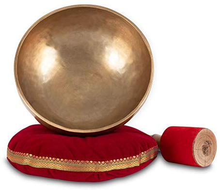 XDrum Omshanti Klangschale 25 cm Komplett Set - Gewicht: 1900g - handgemacht in Indien - ideal für Meditations- und Therapiezwecke - inklusive passendem Kissen und Schlägel