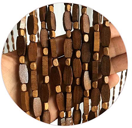 Refue Wood Beaded curtains for Doorway, Partition Door Beads Curtain, Fly Screen Panel, Handmade Woven, Wall Hanging Home Decor Divider, Vintage coffee 120×200cm/47×79in（80 Strands）