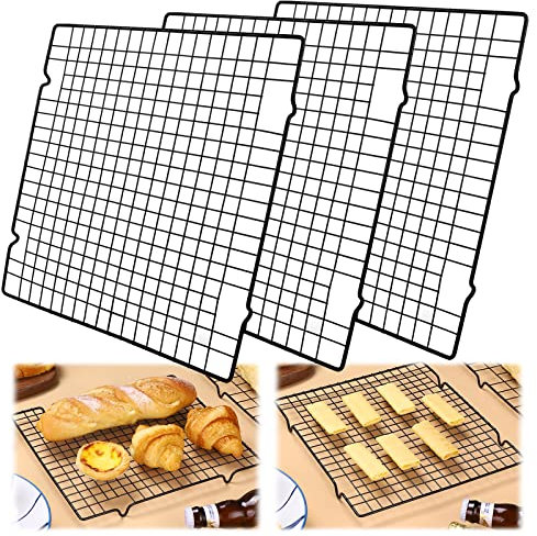 3 Piezas Rejilla para Enfriar repostería Enfriatartas Rectangular Estañado Bastidores de Enfriamiento Rejilla Refrigeración Rectangular Estante de Enfriamiento Bandejas para Enfriar Repostería